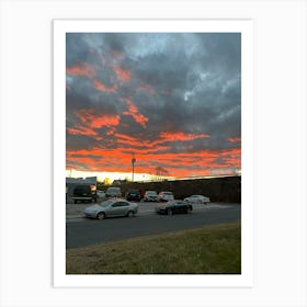 Sunset Over A Parking Lot Art Print