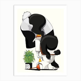 Panda Ibear Drinking From Toilet Art Print
