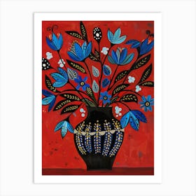 Blue Flowers In A Vase 9 Art Print