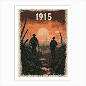 Aihrgdesign A Vintage Poster Depicting Soldiers In The Trench Ffb20fad 4f33 4345 968e Cc39e90d301b 0 Art Print