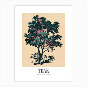Teak Tree Colourful Illustration 3 Poster Art Print