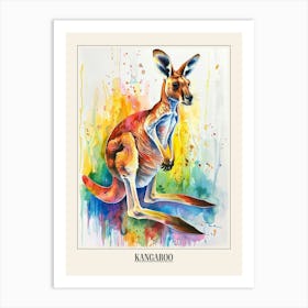 Kangaroo Colourful Watercolour 2 Poster Art Print