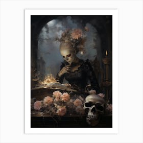 Woman and skull 3 Art Print