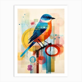 Bird Painting Collage Bluebird 6 Art Print