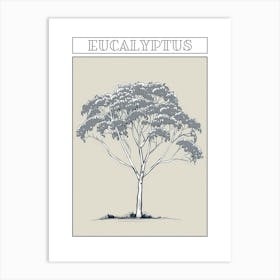 Eucalyptus Tree Minimalistic Drawing 3 Poster Art Print