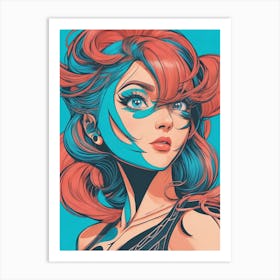 Girl With Blue Hair Art Print