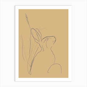 Hare Drawing - Boho, Line Art Art Print