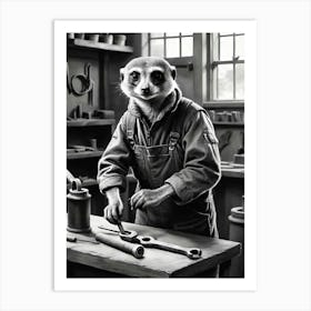 Meerkat In The Workshop Art Print