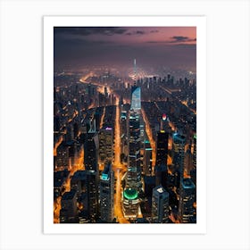 Cityscape At Night 1 Art Print