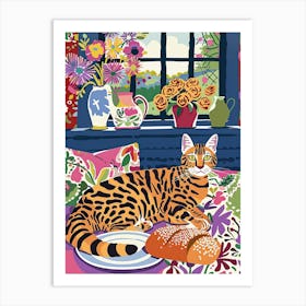 Tea Time With A Bengal Cat 3 Art Print