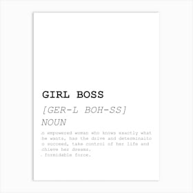 Girl Boss, Funny, Quote, Definition, Dictionary, Kitchen, Print Art Print
