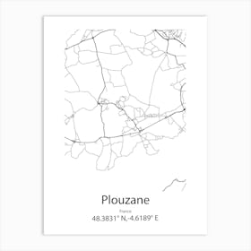 Plouzane,France Minimalist Map Art Print