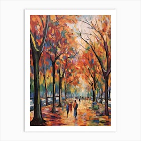 Autumn City Park Painting Battersea Park London 3 Art Print