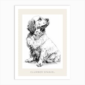 Clumber Spaniel Dog Line Sketch 1 Poster Art Print