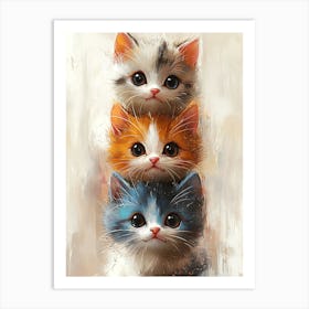 Cute Cats Stacked Together 5 Art Print