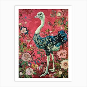 Floral Animal Painting Ostrich 2 Art Print