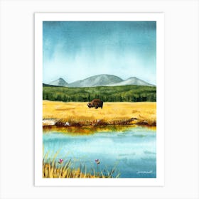 Yellowstone Buffalo Landscape Art Print