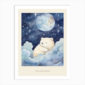 Baby Polar Bear 1 Sleeping In The Clouds Nursery Poster Art Print