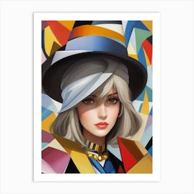 Woman In A Hat - Cubism 13 Art Print