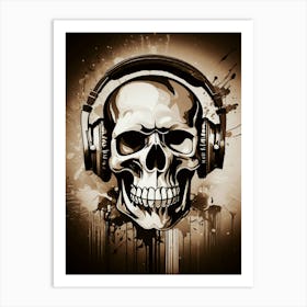 Skull With Headphones 84 Art Print