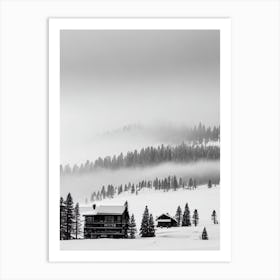 Lake Tahoe, Usa Black And White Skiing Poster Art Print