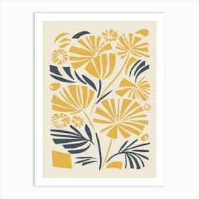 Yellow And Blue matisse Flowers Art Print