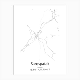 Sarospatak,Hungary Minimalist Map Art Print