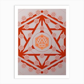 Geometric Abstract Glyph Circle Array in Tomato Red n.0033 Art Print