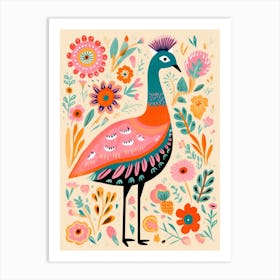 Pink Scandi Emu 3 Art Print