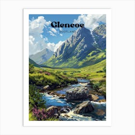 Glencoe Scotland Wild Beauty Travel Illustration Art Print