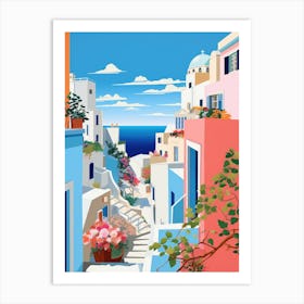 Santorini Town Art Print