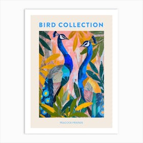 Two Peacocks Colourful Painting 3 Poster Art Print
