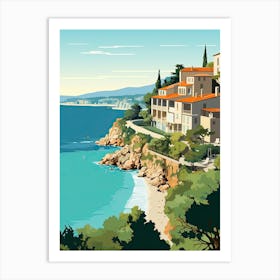 French Riviera, France, Flat Illustration 1 Art Print