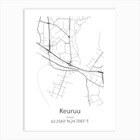 Keuruu,Finland Minimalist Map Art Print