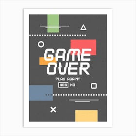 Game Over - Black Gaming Art Print