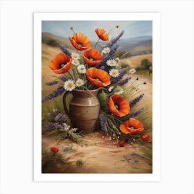 Poppies In A Vase Oil Painting Art Print