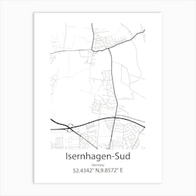 Isernhagen Sud,Germany Minimalist Map Art Print