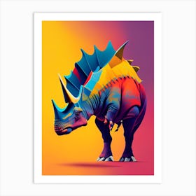 Triceratops Primary Colours Dinosaur Art Print