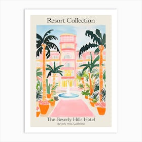 Poster Of The Beverly Hills Hotel   Beverly Hills, California   Resort Collection Storybook Illustration 1 Art Print