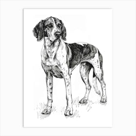 English Foxhound Dog Line Sketch 1 Art Print