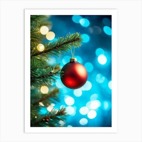 Christmas Tree Ball Background Holiday Merry Celebration Pine Ornament Glow Happy Design (9) Art Print