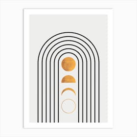 Circles lines and gold 1 Art Print