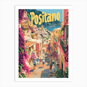 Aihrgdesign A 1970s Inspired Travel Poster For Positano 2 Art Print