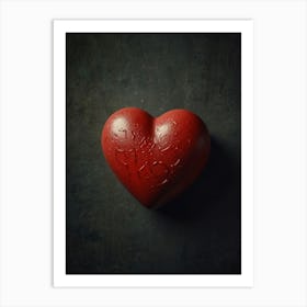 Red Heart On A Dark Background Art Print