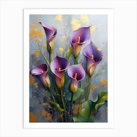 Gold Plated Purple Calla Lily Flowers Pt. 2 Art Print