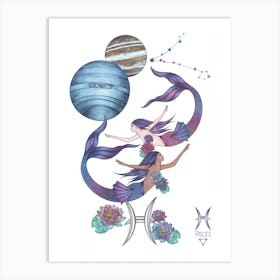 Pisces Mermaids Art Print