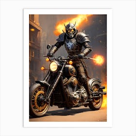 Knight On A Motorcycle Art Print