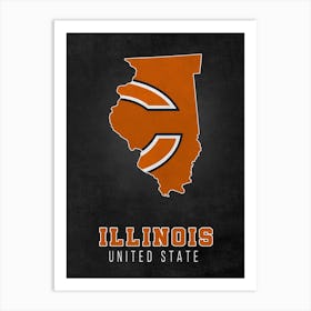 Chicago Bears Illinois State Map Art Print