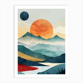 Sunset In The Mountains 1 Art Print