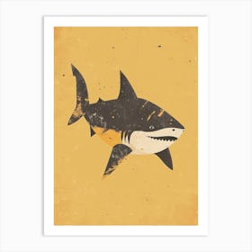 Shark With Mustard Background Art Print